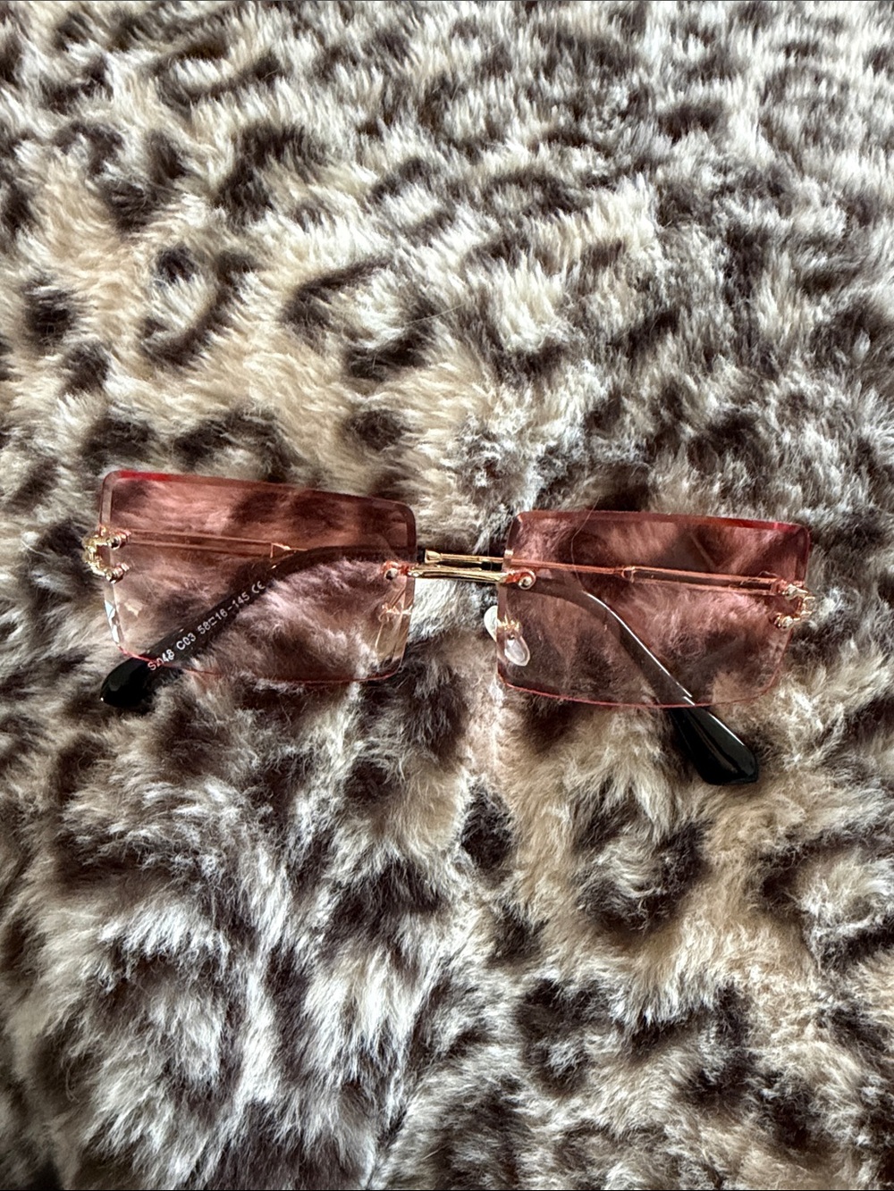 Fashion Rimless Pink-Tinted Women's Sunglasses